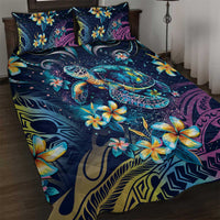 Plumeria Turtles Traditional Tribal Quilt Bed Set LT9 Black - Polynesian Pride