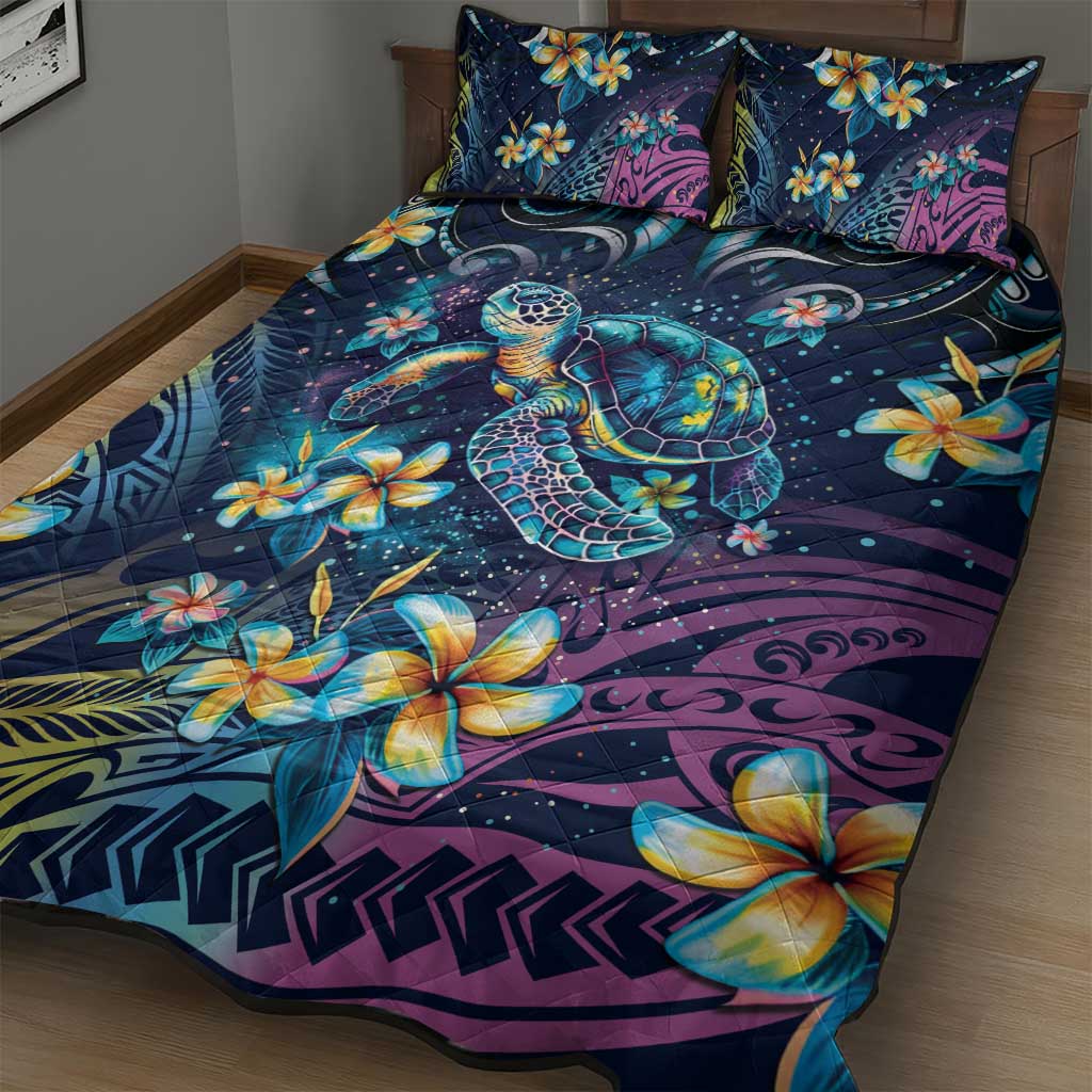 Plumeria Turtles Traditional Tribal Quilt Bed Set LT9 - Polynesian Pride