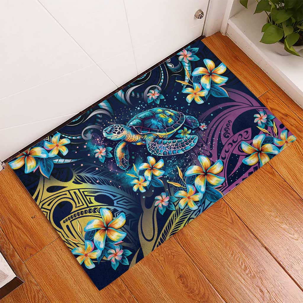 Plumeria Turtles Traditional Tribal Rubber Doormat LT9 - Polynesian Pride
