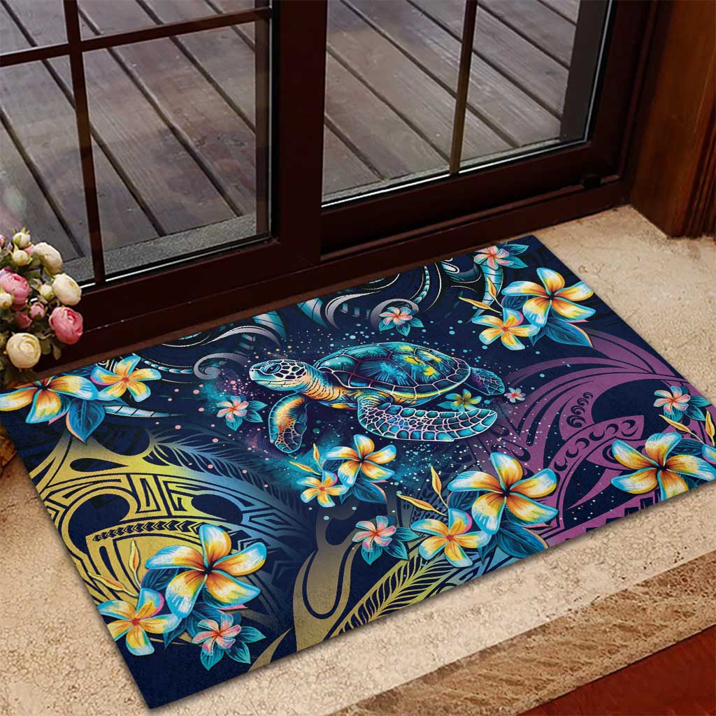 Plumeria Turtles Traditional Tribal Rubber Doormat LT9 - Polynesian Pride