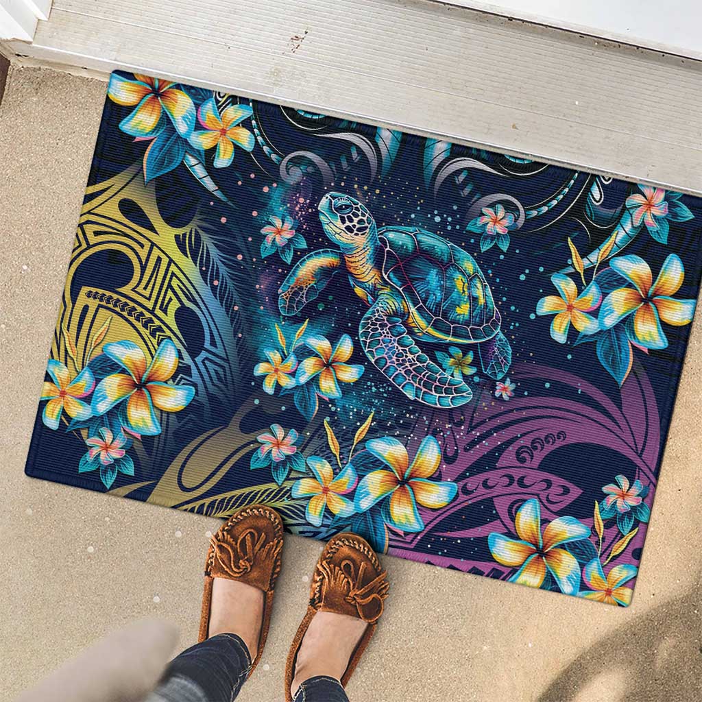 Plumeria Turtles Traditional Tribal Rubber Doormat LT9 - Polynesian Pride