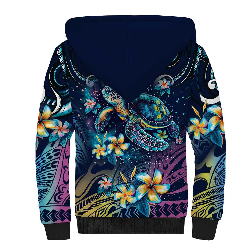 Plumeria Turtles Traditional Tribal Sherpa Hoodie LT9 - Polynesian Pride
