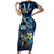 Plumeria Turtles Traditional Tribal Short Sleeve Bodycon Dress