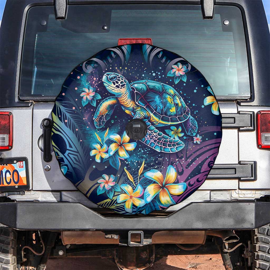 Plumeria Turtles Traditional Tribal Spare Tire Cover