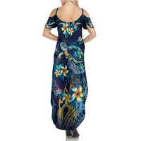 Plumeria Turtles Traditional Tribal Summer Maxi Dress LT9 - Polynesian Pride