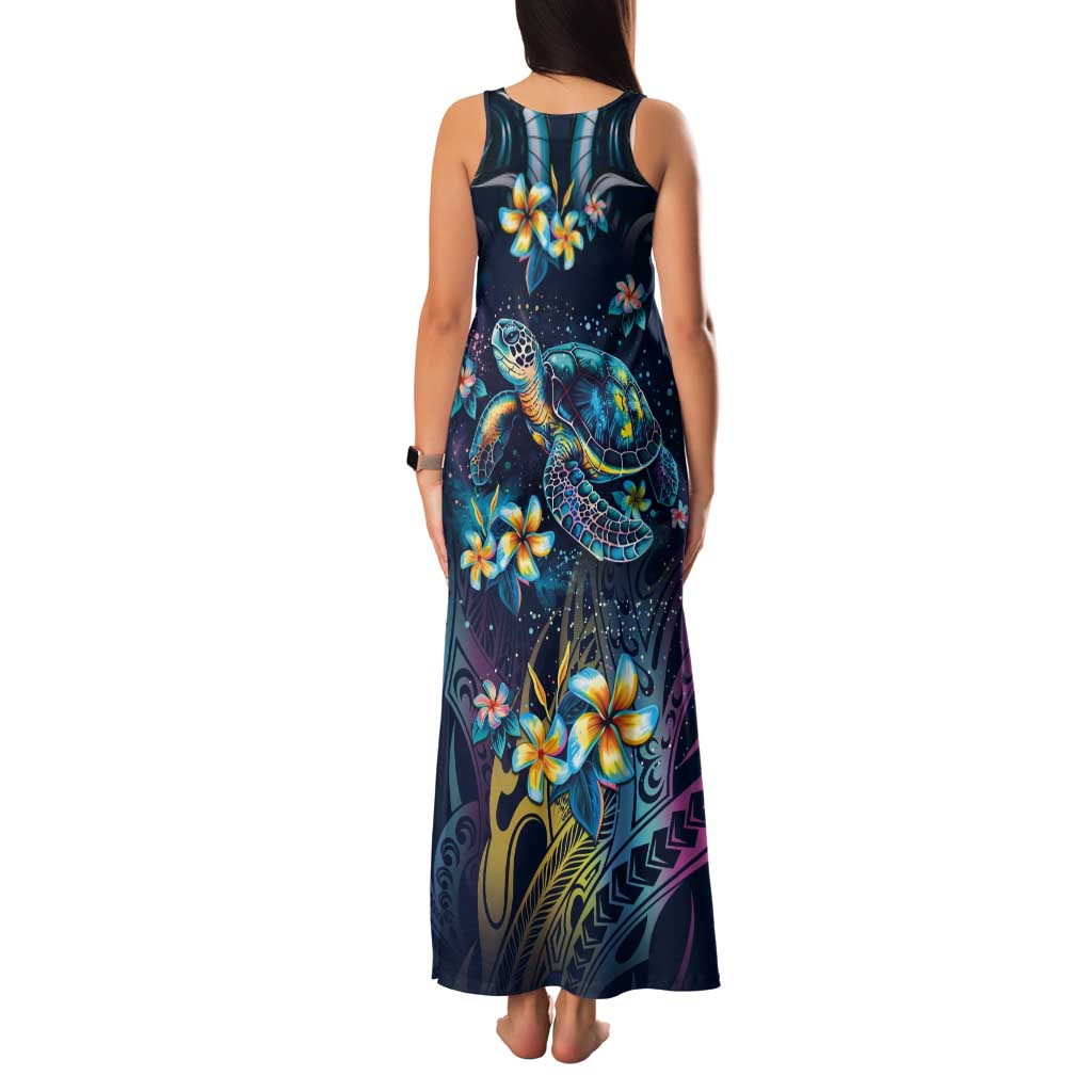 Plumeria Turtles Traditional Tribal Tank Maxi Dress LT9 - Polynesian Pride