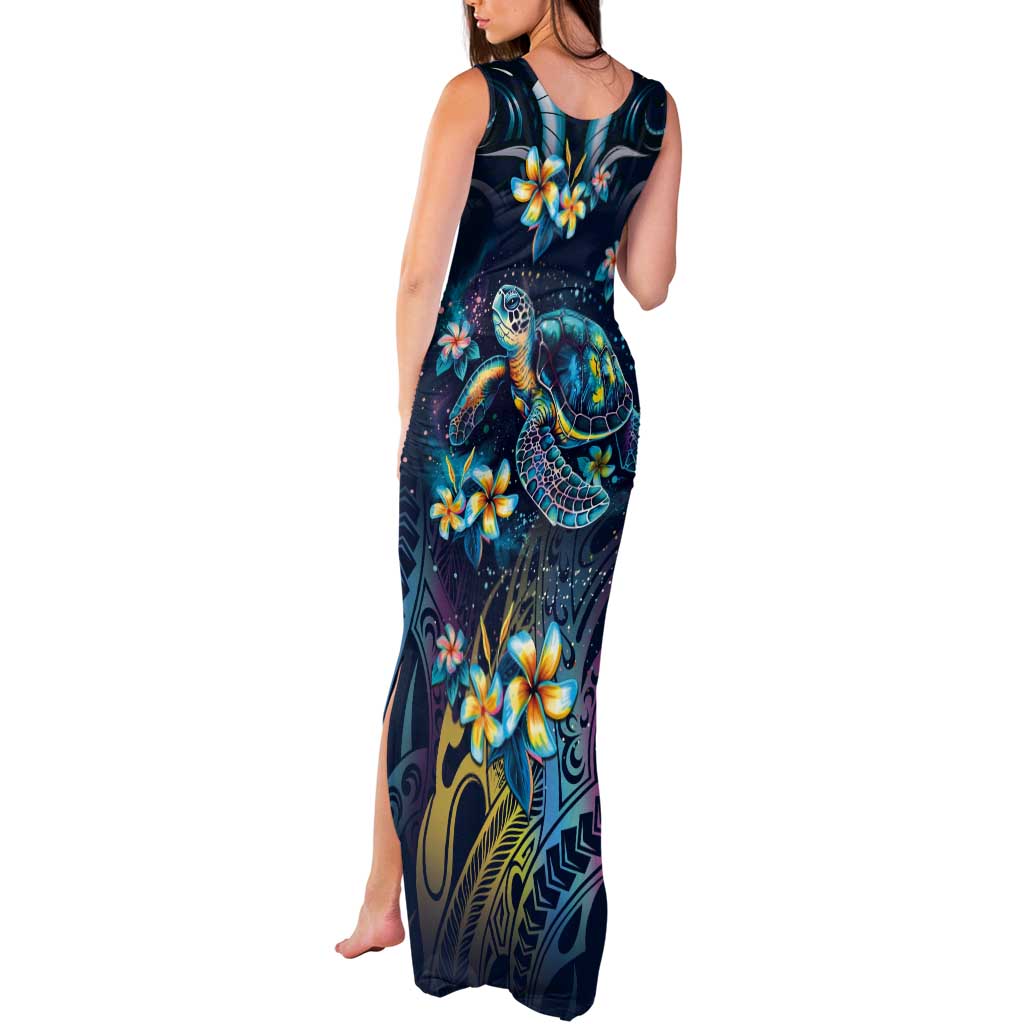 Plumeria Turtles Traditional Tribal Tank Maxi Dress LT9 - Polynesian Pride
