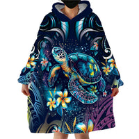 Plumeria Turtles Traditional Tribal Wearable Blanket Hoodie LT9 - Polynesian Pride