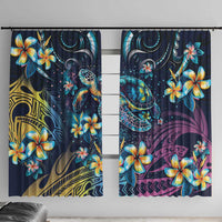 Plumeria Turtles Traditional Tribal Window Curtain LT9 With Hooks Black - Polynesian Pride