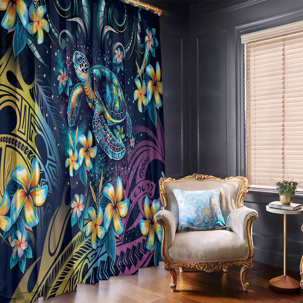 Plumeria Turtles Traditional Tribal Window Curtain LT9 - Polynesian Pride