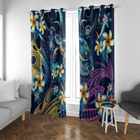 Plumeria Turtles Traditional Tribal Window Curtain LT9 With Grommets Black - Polynesian Pride