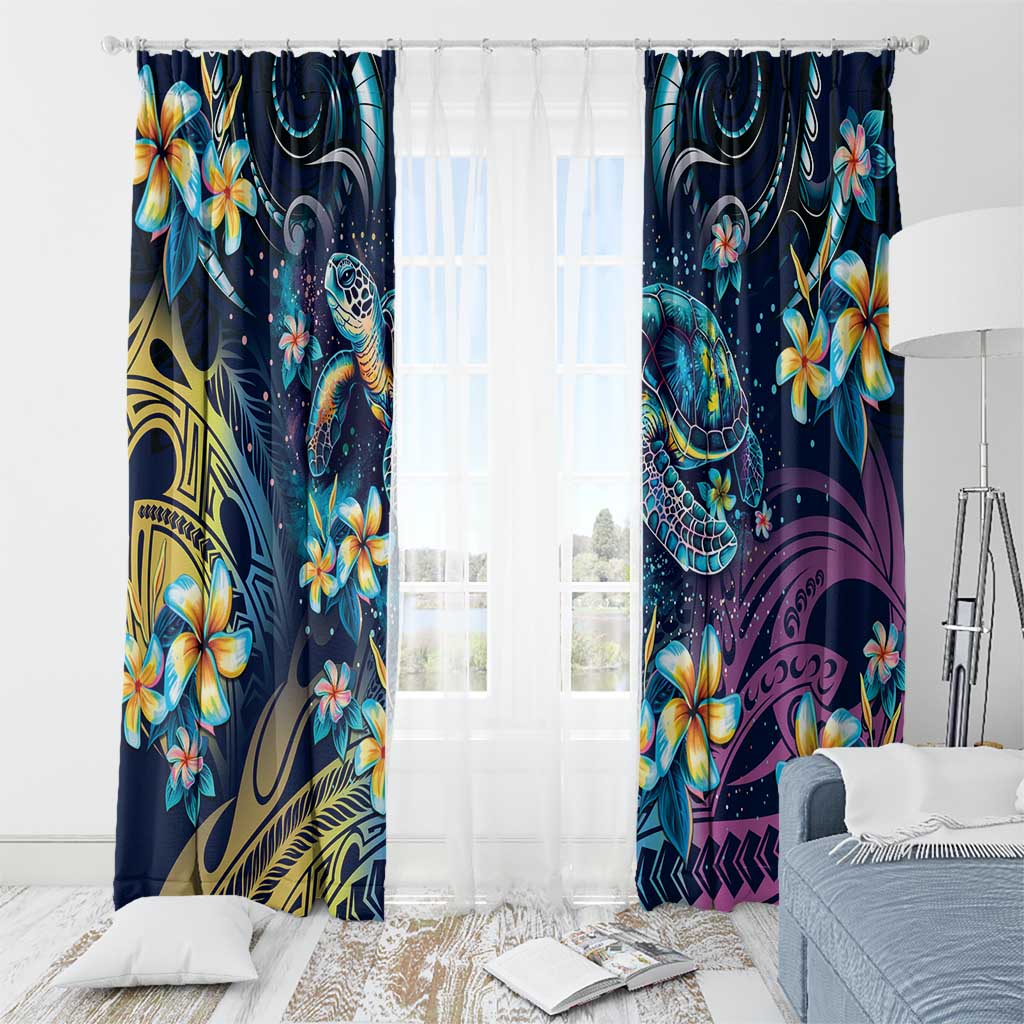 Plumeria Turtles Traditional Tribal Window Curtain LT9 - Polynesian Pride
