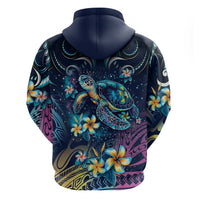 Plumeria Turtles Traditional Tribal Zip Hoodie