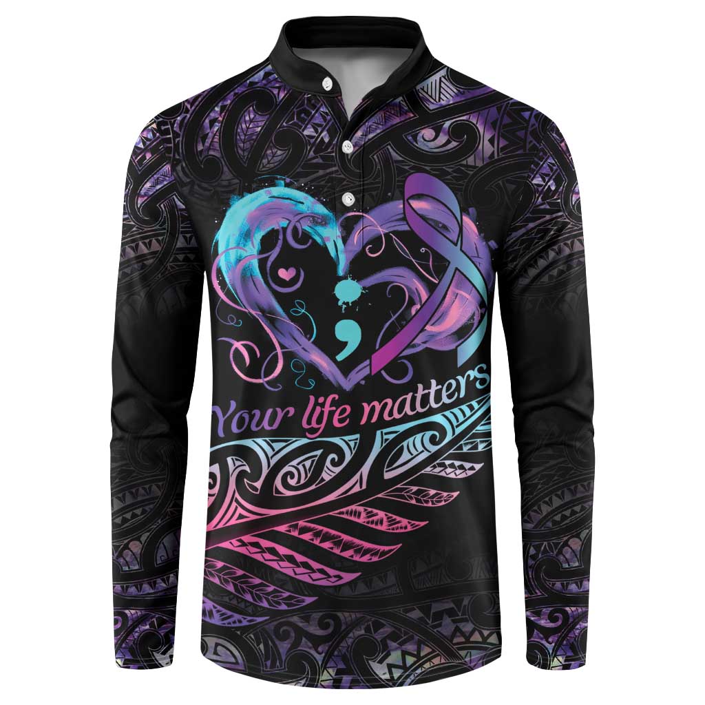 Personalised Your Life Matters Button Sweatshirt Suicide Prevention Awareness Semicolon Heart