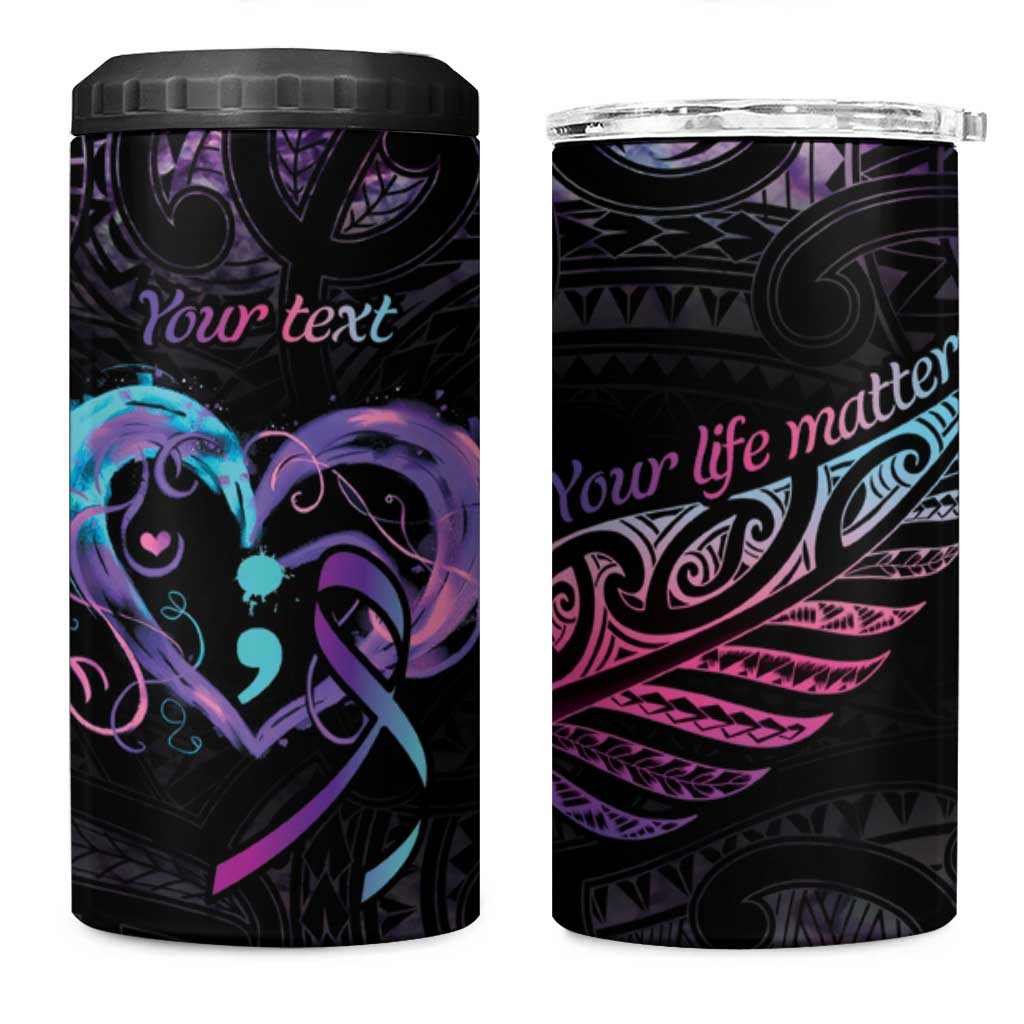 Personalised Your Life Matters 4 in 1 Can Cooler Tumbler Suicide Prevention Awareness Semicolon Heart