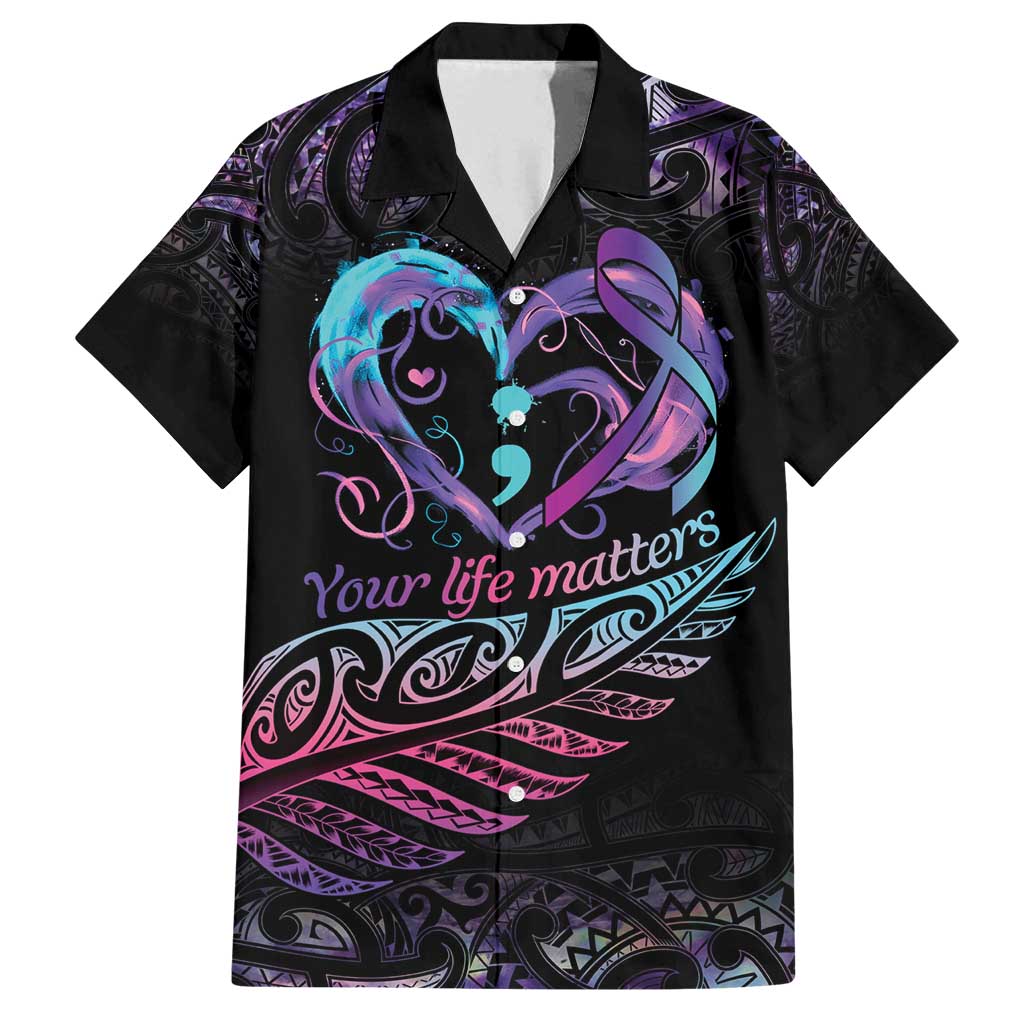 Personalised Your Life Matters Family Matching Long Sleeve Bodycon Dress and Hawaiian Shirt Suicide Prevention Awareness Semicolon Heart
