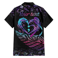 Personalised Your Life Matters Family Matching Off Shoulder Short Dress and Hawaiian Shirt Suicide Prevention Awareness Semicolon Heart LT9 - Polynesian Pride