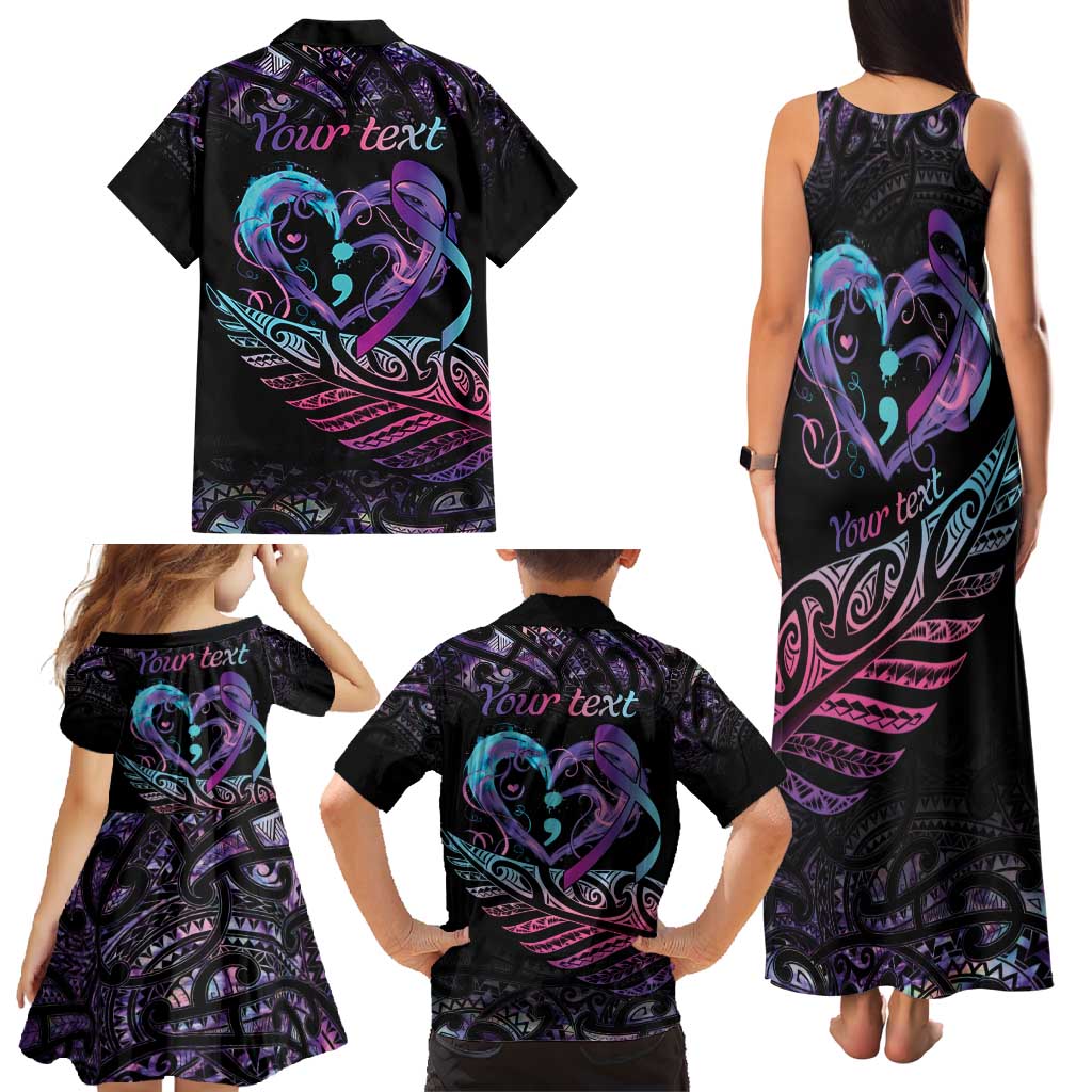 Personalised Your Life Matters Family Matching Tank Maxi Dress and Hawaiian Shirt Suicide Prevention Awareness Semicolon Heart