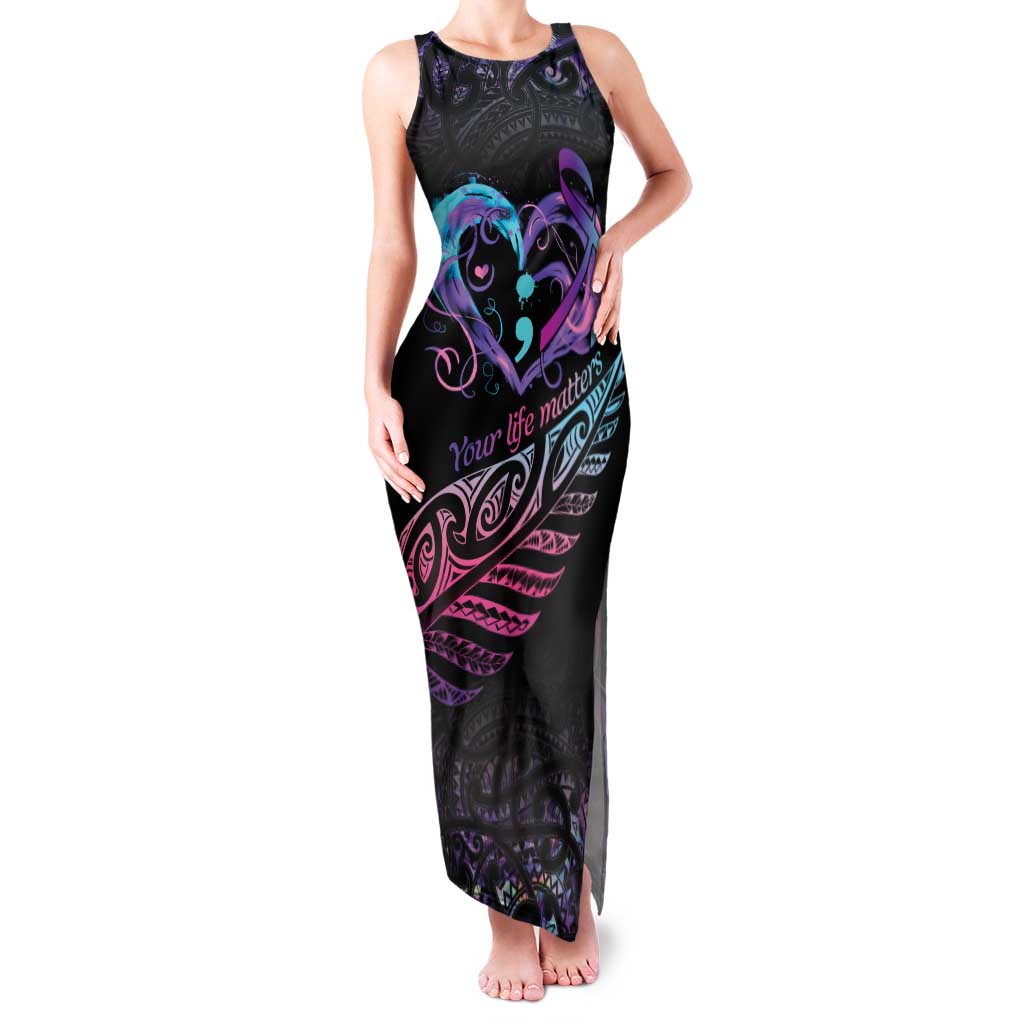Personalised Your Life Matters Family Matching Tank Maxi Dress and Hawaiian Shirt Suicide Prevention Awareness Semicolon Heart
