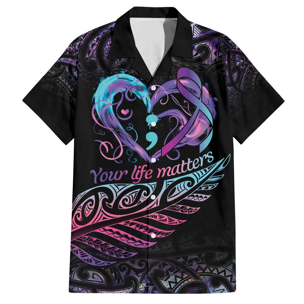 Personalised Your Life Matters Hawaiian Shirt Suicide Prevention Awareness Semicolon Heart