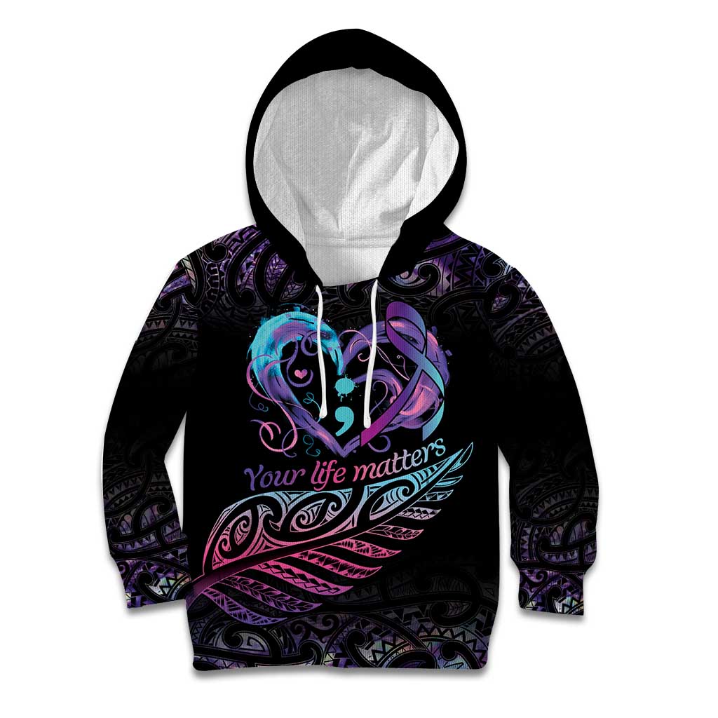 Personalised Your Life Matters Kid Hoodie Suicide Prevention Awareness Semicolon Heart