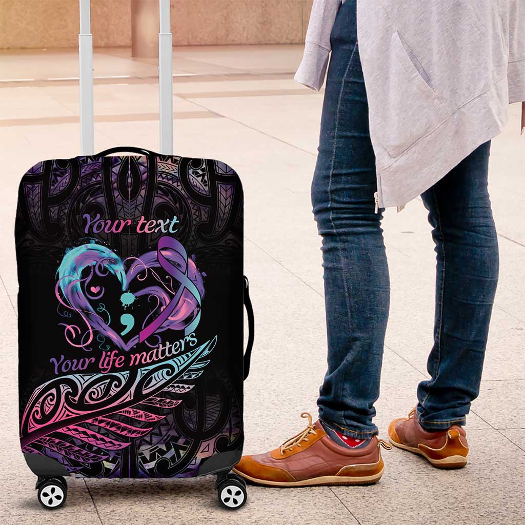 Personalised Your Life Matters Luggage Cover Suicide Prevention Awareness Semicolon Heart