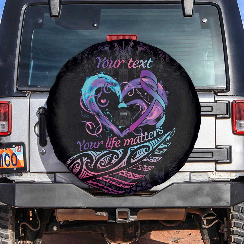 Personalised Your Life Matters Spare Tire Cover Suicide Prevention Awareness Semicolon Heart