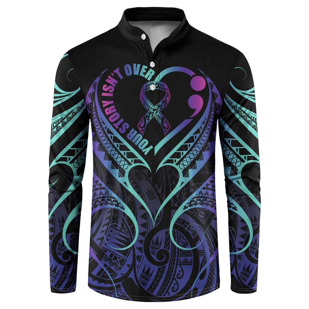 Personalised Your Story Isn't Over Button Sweatshirt Suicide Prevention Awareness Semicolon Heart