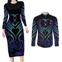 Personalised Your Story Isn't Over Couples Matching Long Sleeve Bodycon Dress and Long Sleeve Button Shirt Suicide Prevention Awareness Semicolon Heart