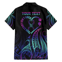 Personalised Your Story Isn't Over Family Matching Off Shoulder Short Dress and Hawaiian Shirt Suicide Prevention Awareness Semicolon Heart