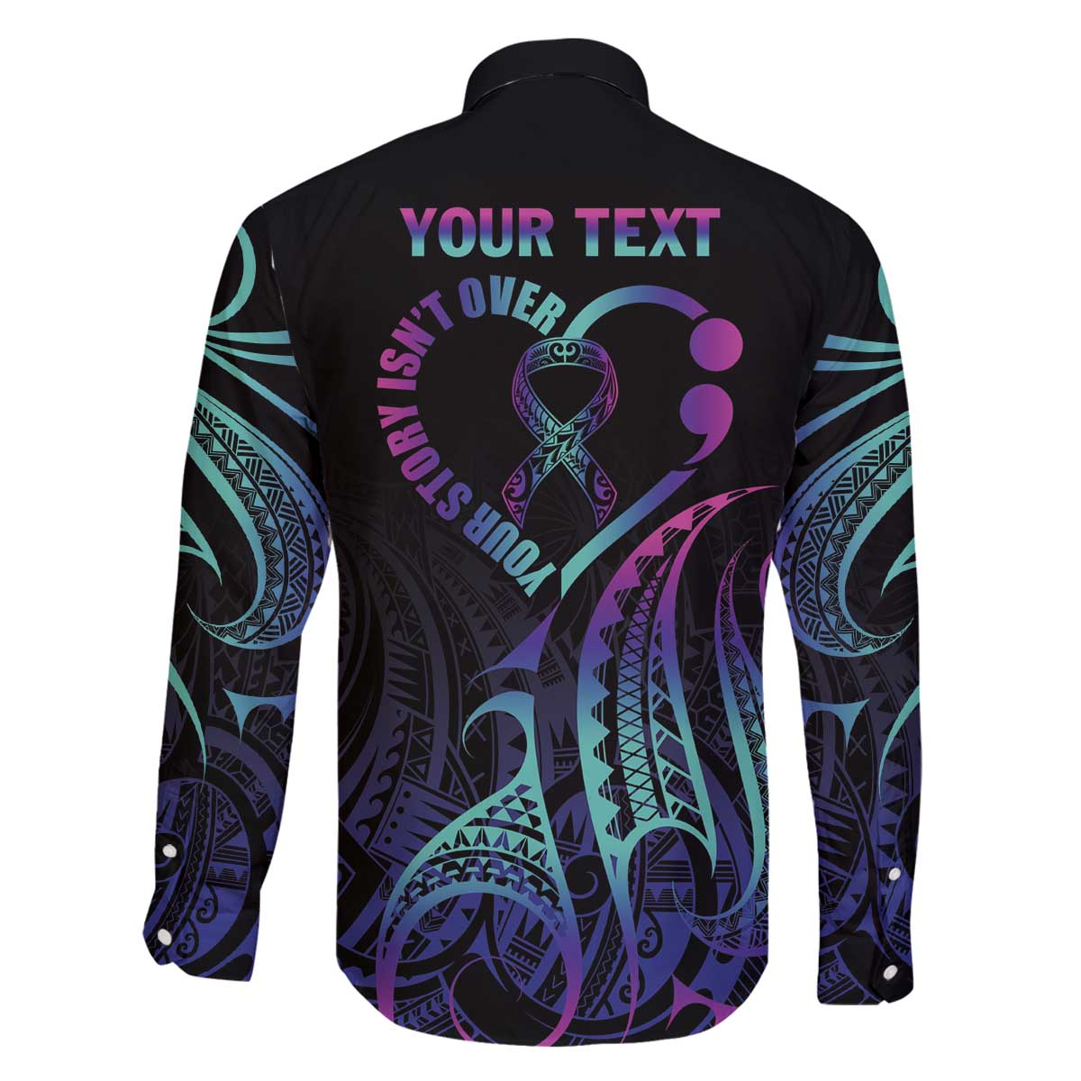 Personalised Your Story Isn't Over Family Matching Off Shoulder Short Dress and Hawaiian Shirt Suicide Prevention Awareness Semicolon Heart