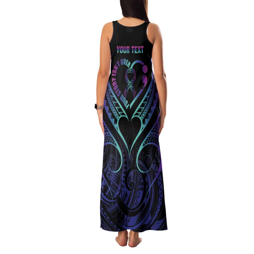 Personalised Your Story Isn't Over Family Matching Tank Maxi Dress and Hawaiian Shirt Suicide Prevention Awareness Semicolon Heart