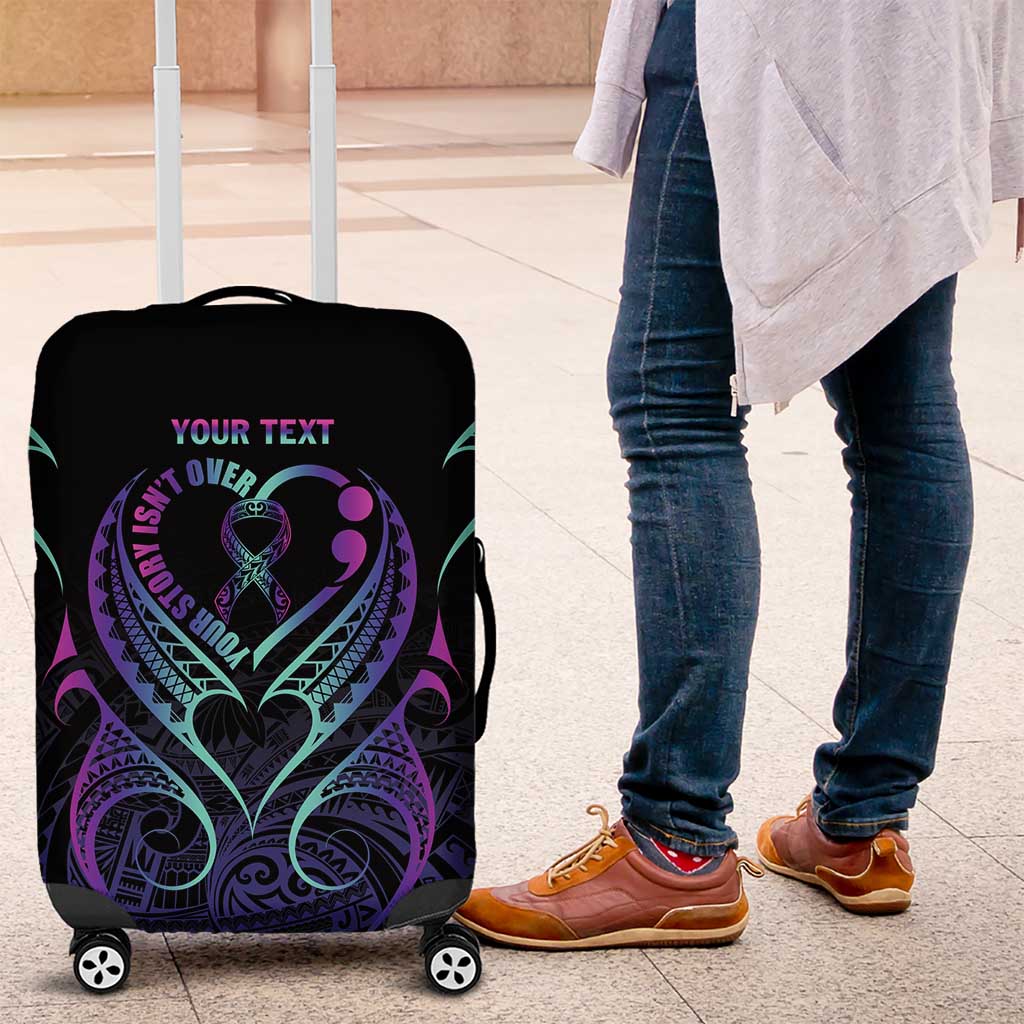 Personalised Your Story Isn't Over Luggage Cover Suicide Prevention Awareness Semicolon Heart