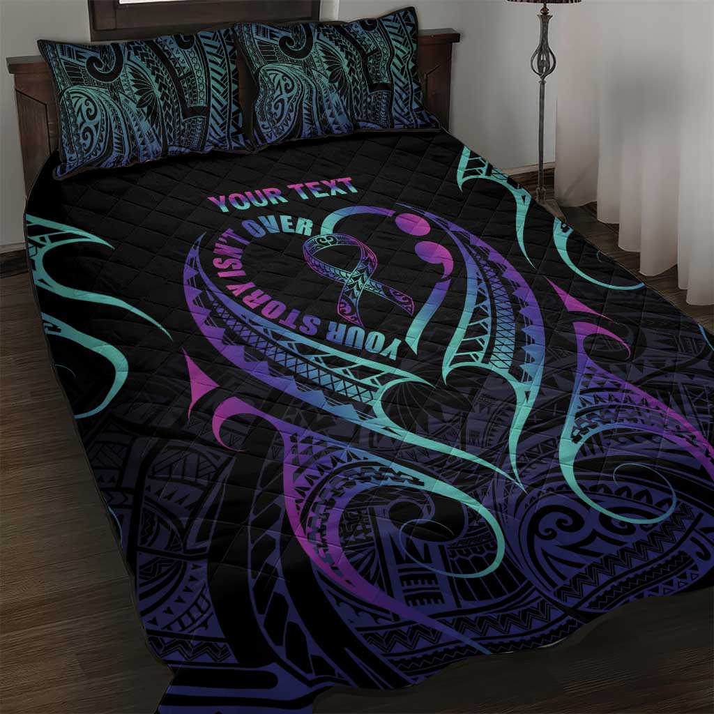 Personalised Your Story Isn't Over Quilt Bed Set Suicide Prevention Awareness Semicolon Heart