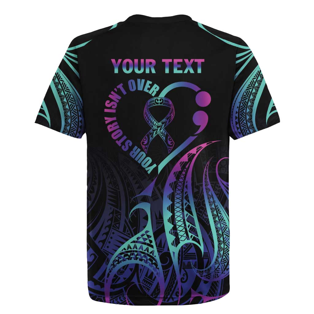 Personalised Your Story Isn't Over Rugby Jersey Suicide Prevention Awareness Semicolon Heart