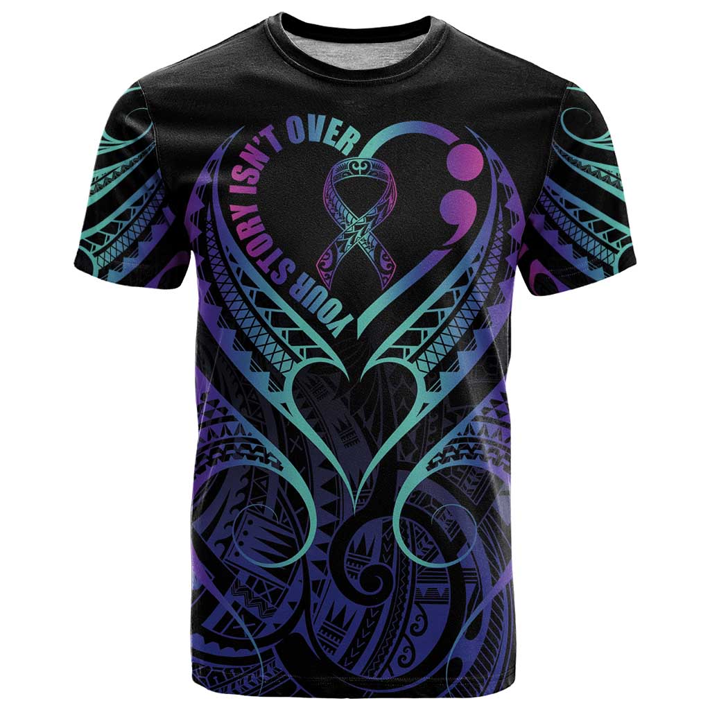 Personalised Your Story Isn't Over T Shirt Suicide Prevention Awareness Semicolon Heart