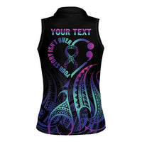Personalised Your Story Isn't Over Women Sleeveless Polo Shirt Suicide Prevention Awareness Semicolon Heart