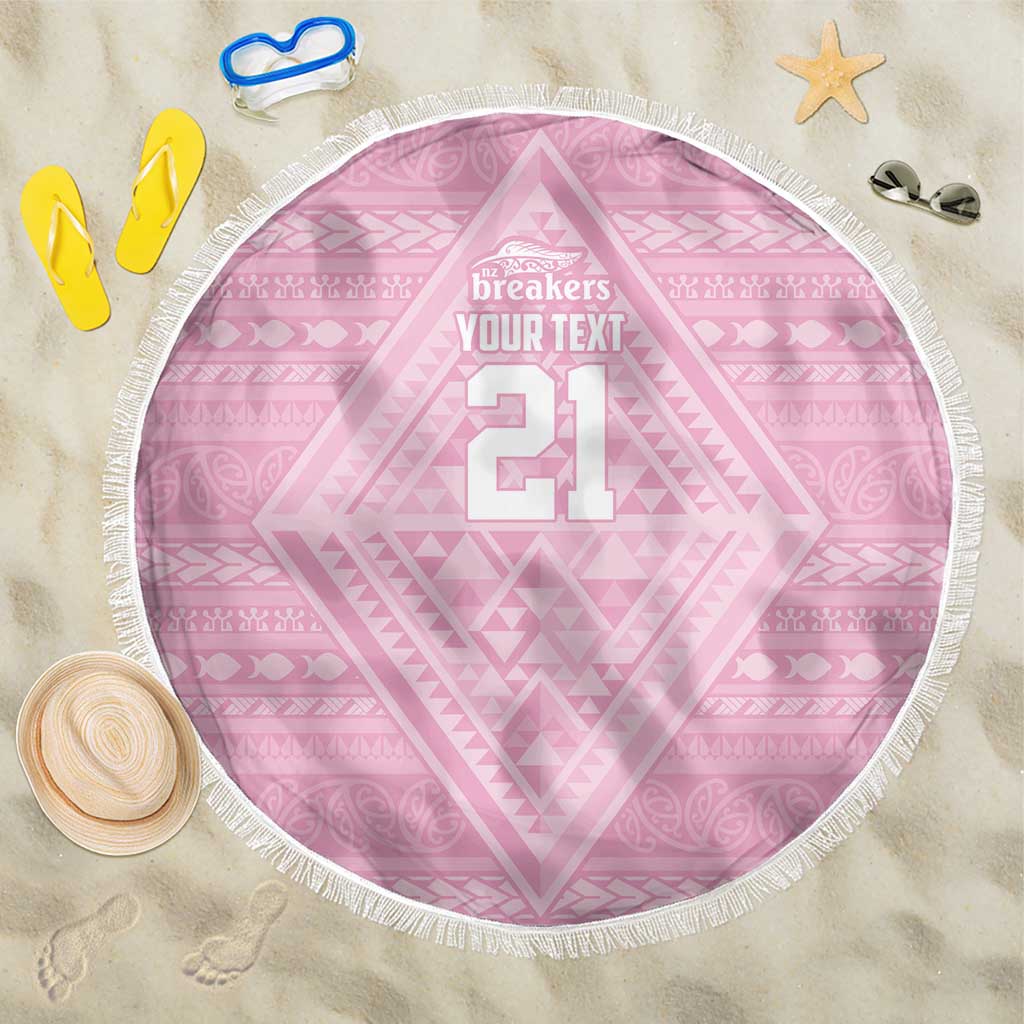 Custom New Zealand Basketball Indigenous Beach Blanket LT9 One Size 150cm Pink - Polynesian Pride