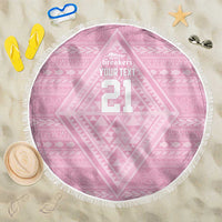 Custom New Zealand Basketball Indigenous Beach Blanket LT9 One Size 150cm Pink - Polynesian Pride