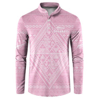 Custom New Zealand Basketball Indigenous Button Sweatshirt LT9 Pink - Polynesian Pride