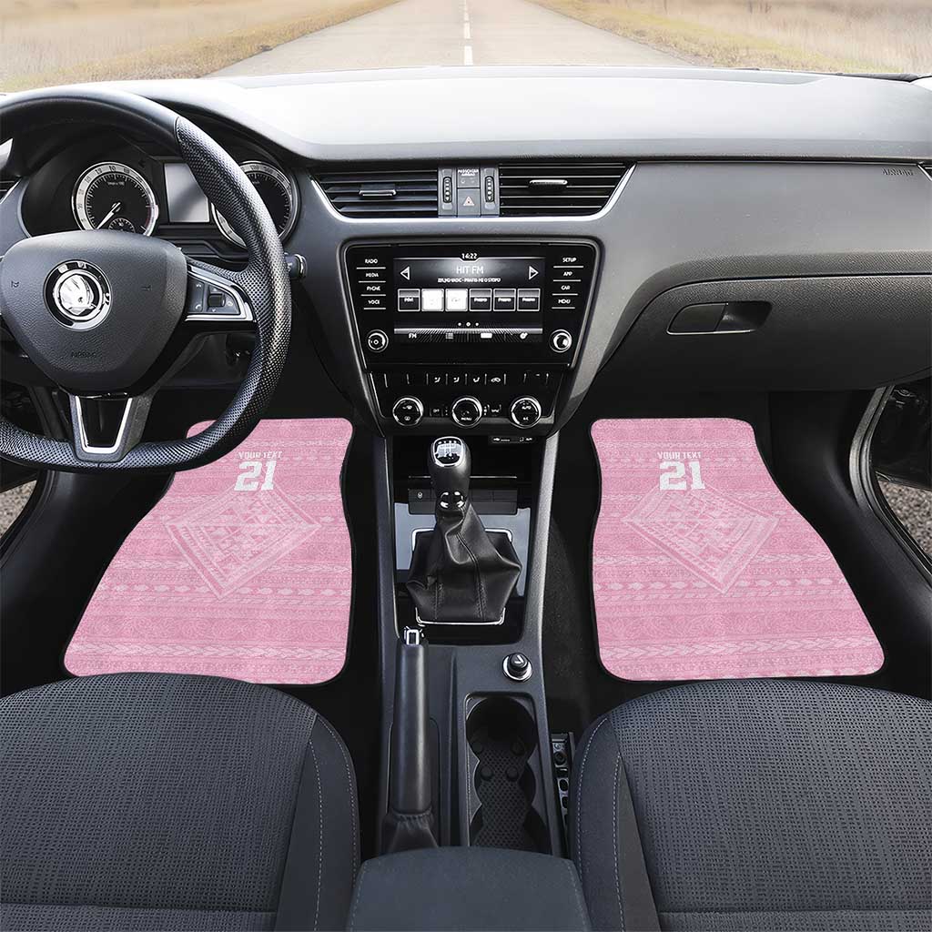 Custom New Zealand Basketball Indigenous Car Mats LT9 Set 2pcs - Front Pink - Polynesian Pride
