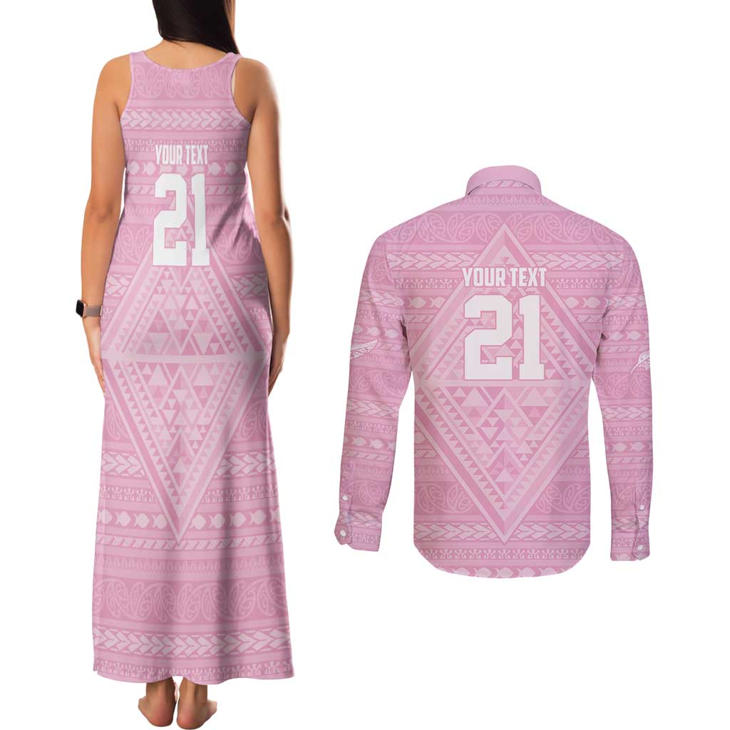 Custom New Zealand Basketball Indigenous Couples Matching Tank Maxi Dress and Long Sleeve Button Shirt LT9 - Polynesian Pride