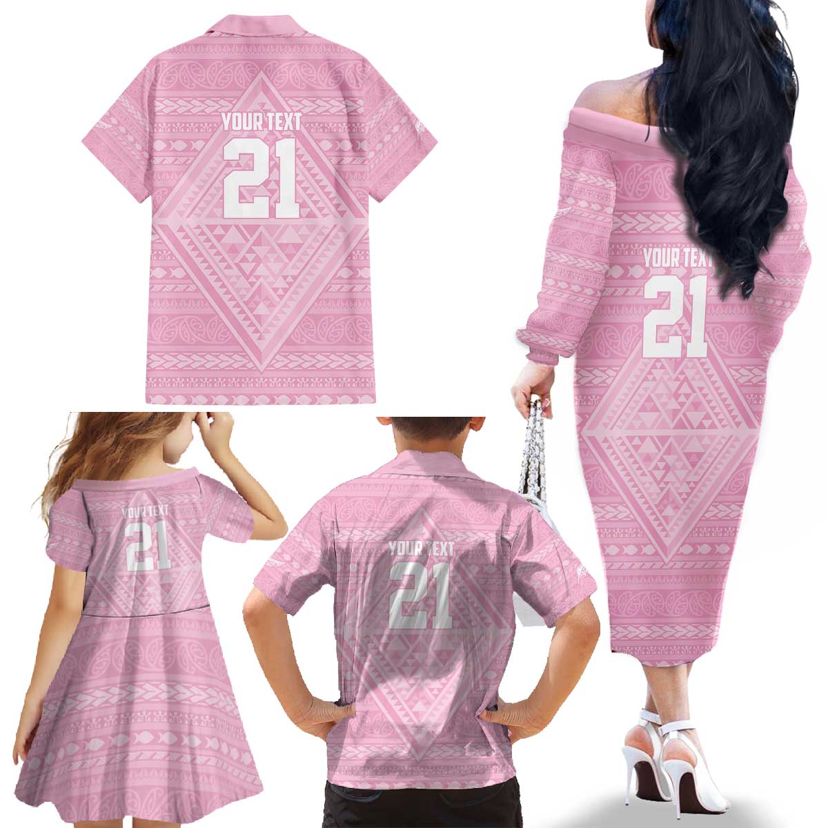Custom New Zealand Basketball Indigenous Family Matching Off The Shoulder Long Sleeve Dress and Hawaiian Shirt - Polynesian Pride