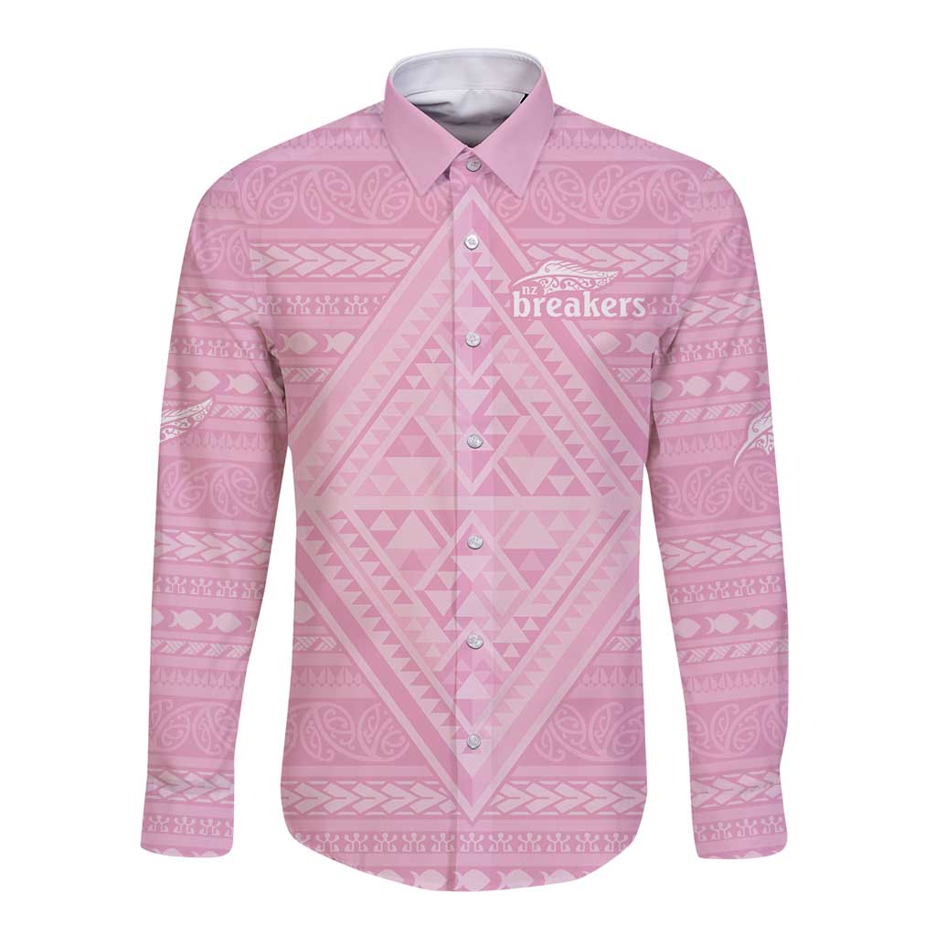 Custom New Zealand Basketball Indigenous Long Sleeve Button Shirt - Polynesian Pride