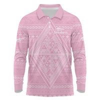 Custom New Zealand Basketball Indigenous Long Sleeve Polo Shirt - Polynesian Pride