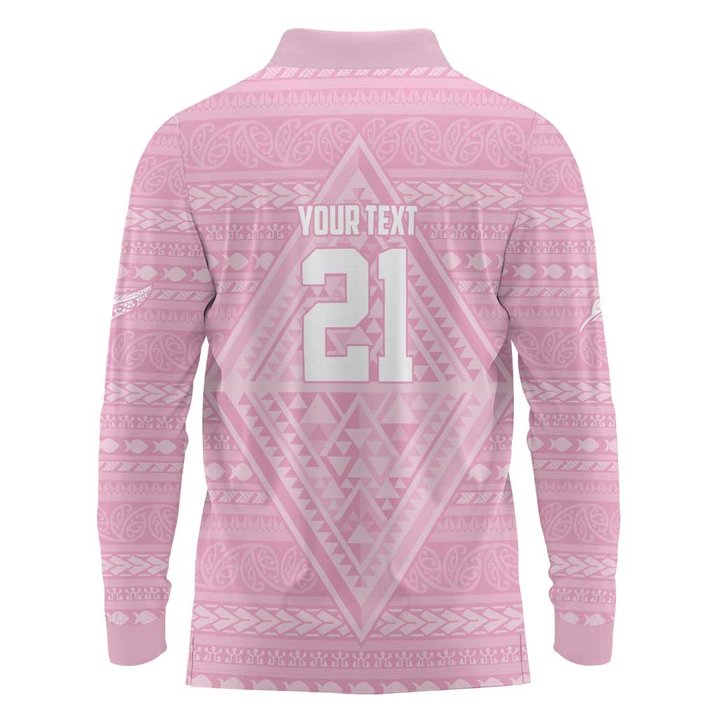 Custom New Zealand Basketball Indigenous Long Sleeve Polo Shirt - Polynesian Pride