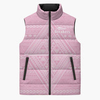 Custom New Zealand Basketball Indigenous Sleeveless Puffer Jacket LT9 Pink - Polynesian Pride