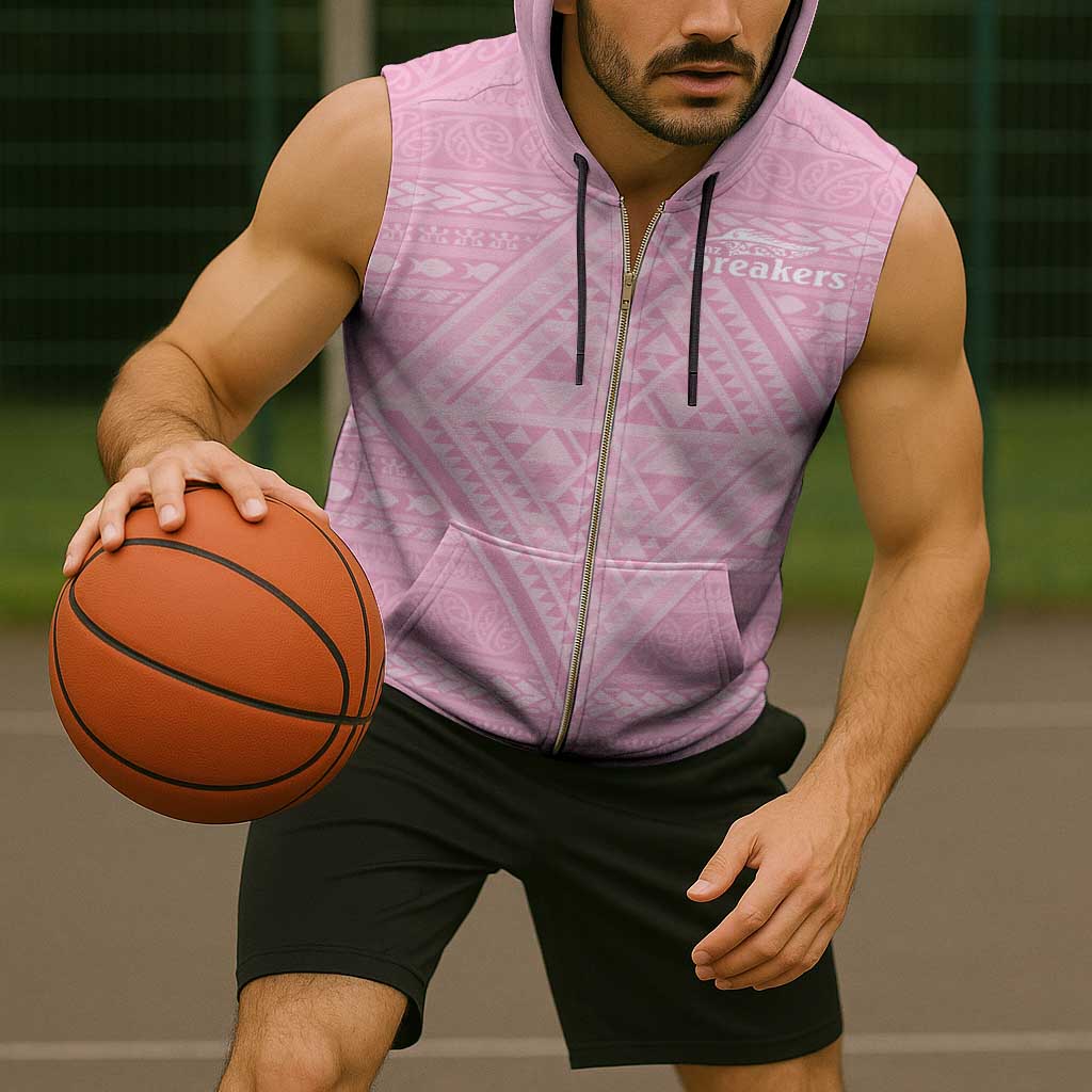 Custom New Zealand Basketball Indigenous Sleeveless Zip Hoodie - Polynesian Pride