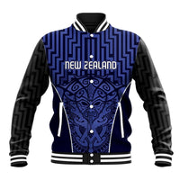 Custom Basketball New Zealand Baseball Jacket Blue Maori Ta Moko Indigenous LT9 Unisex Blue - Polynesian Pride