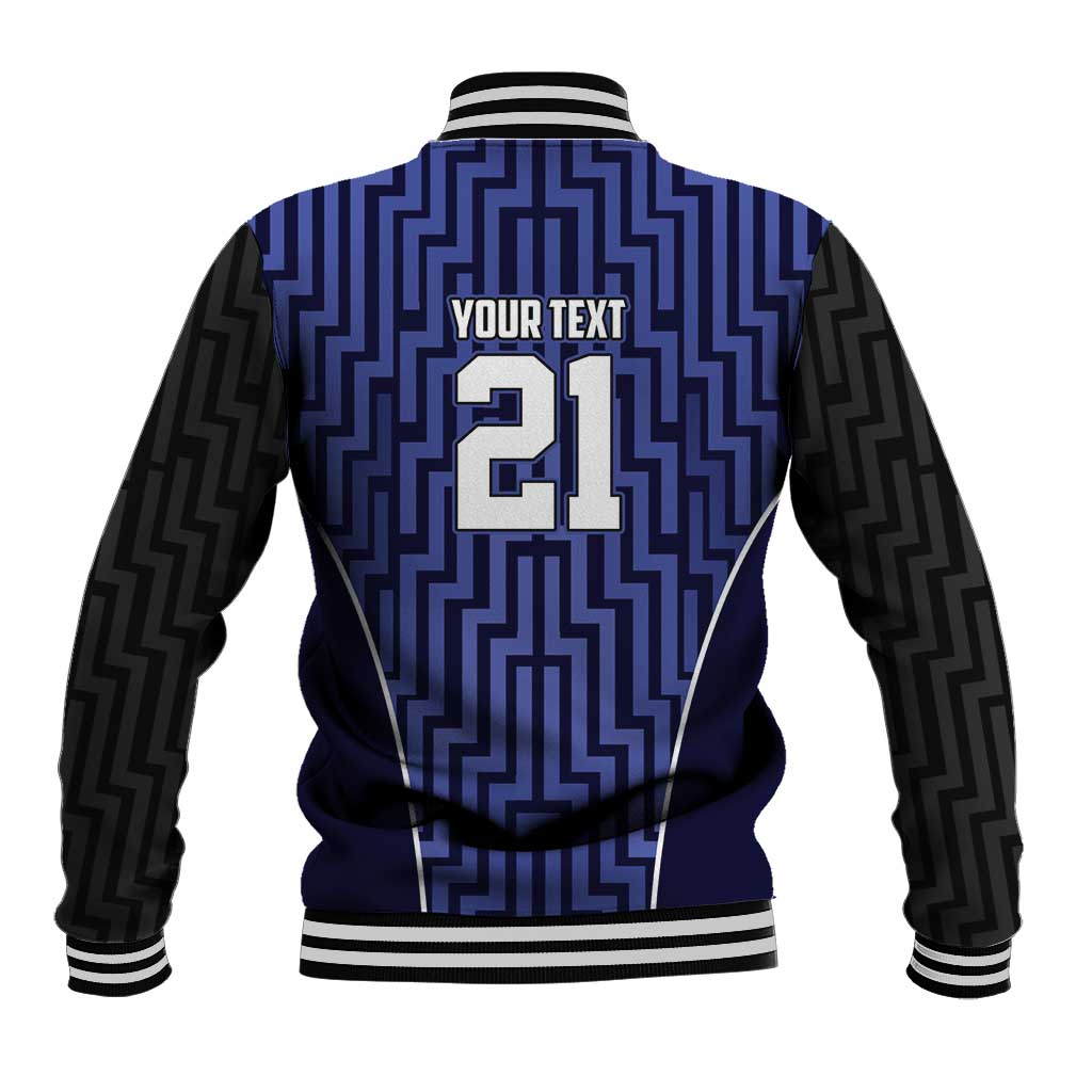 Custom Basketball New Zealand Baseball Jacket Blue Maori Ta Moko Indigenous LT9 - Polynesian Pride